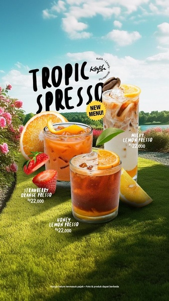 iced coffee, coffee beverage, fruit coffee, cold coffee, iced espresso, new arrival, lifestyle, fresh, energetic, green, orange, neutral